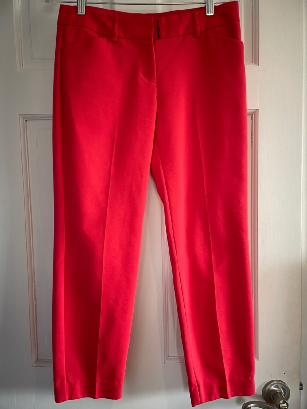 Express Editor Bright Red Cropped Dress Pants